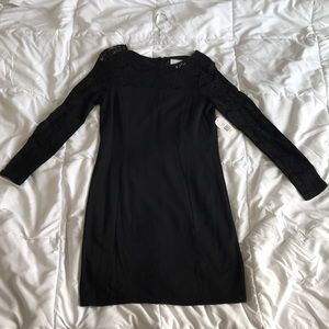 Jessica Simpson Lace Neck Long Sleeve Black Dress